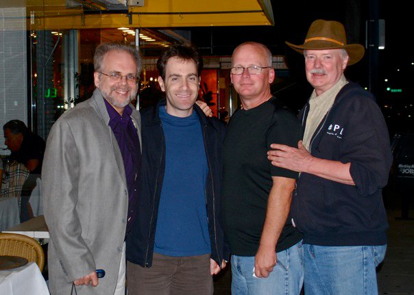 From left to right: Joe Sikoryak (FSM Art Director), Lukas Kendall, Ed Dennis, Craig Spaulding (Screen Archives Entertainment), in Los Angeles, 2009