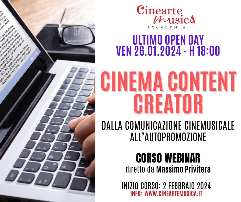 CORSO CINEMA CONTENT CREATOR Open Day 26.01.24 cover