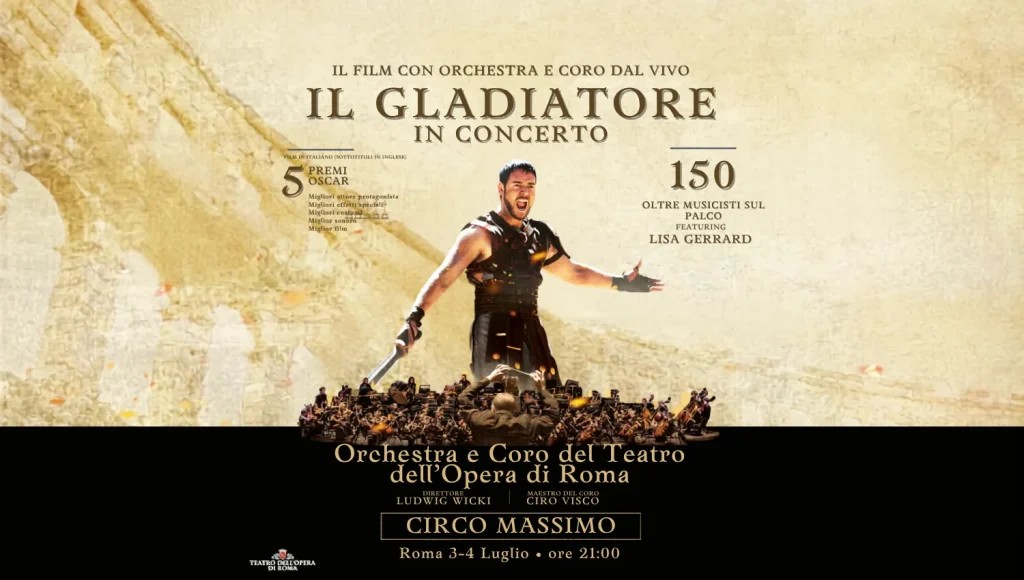 locandina cineconcerto il gladiatore circo massimo 2026