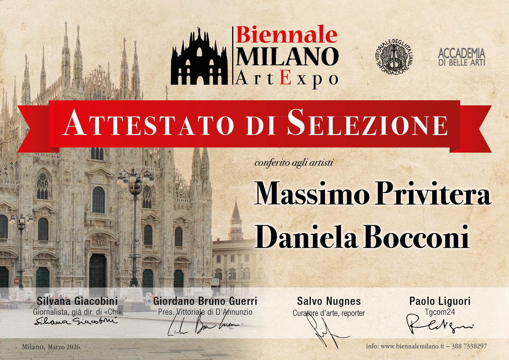 foto attestato bocconi privitera biennale milano