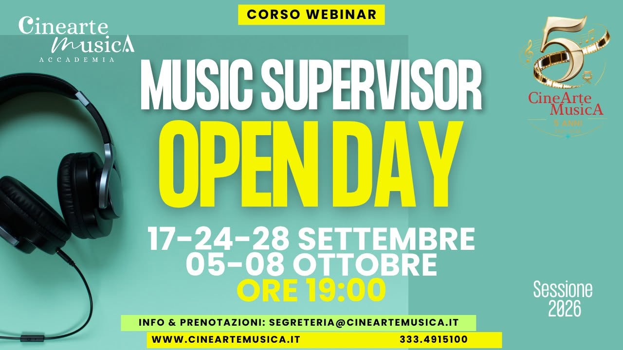 locandina cineartemusica 2026 music supervisor open day