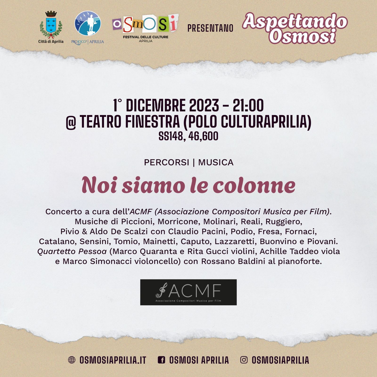 locandina noi siamo le colonne cocerto dicembre
