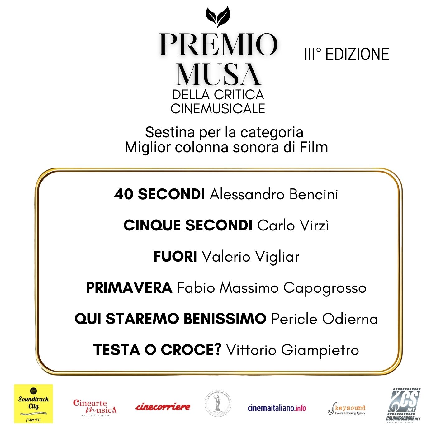 ColonneSonore.Net PREMIO MUSA III Ediz. sestina FILM
