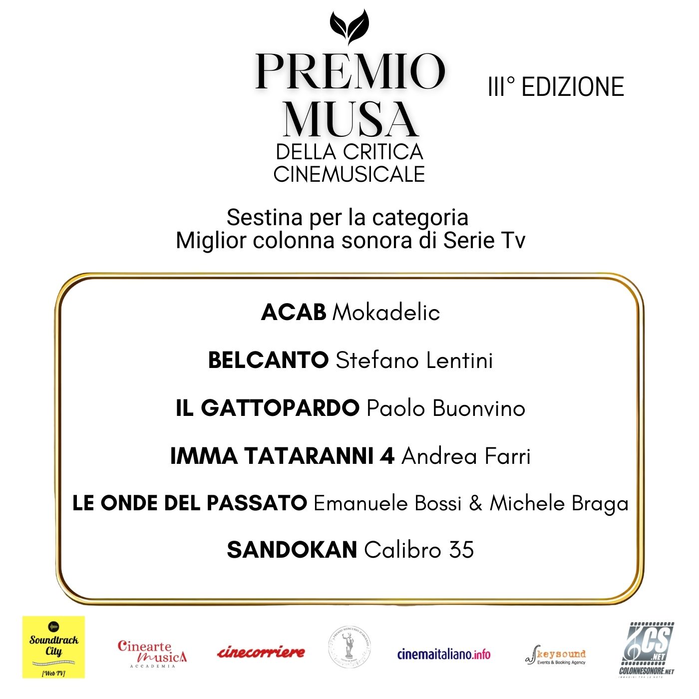 ColonneSonore.Net PREMIO MUSA III Ediz. sestina SERIE TV